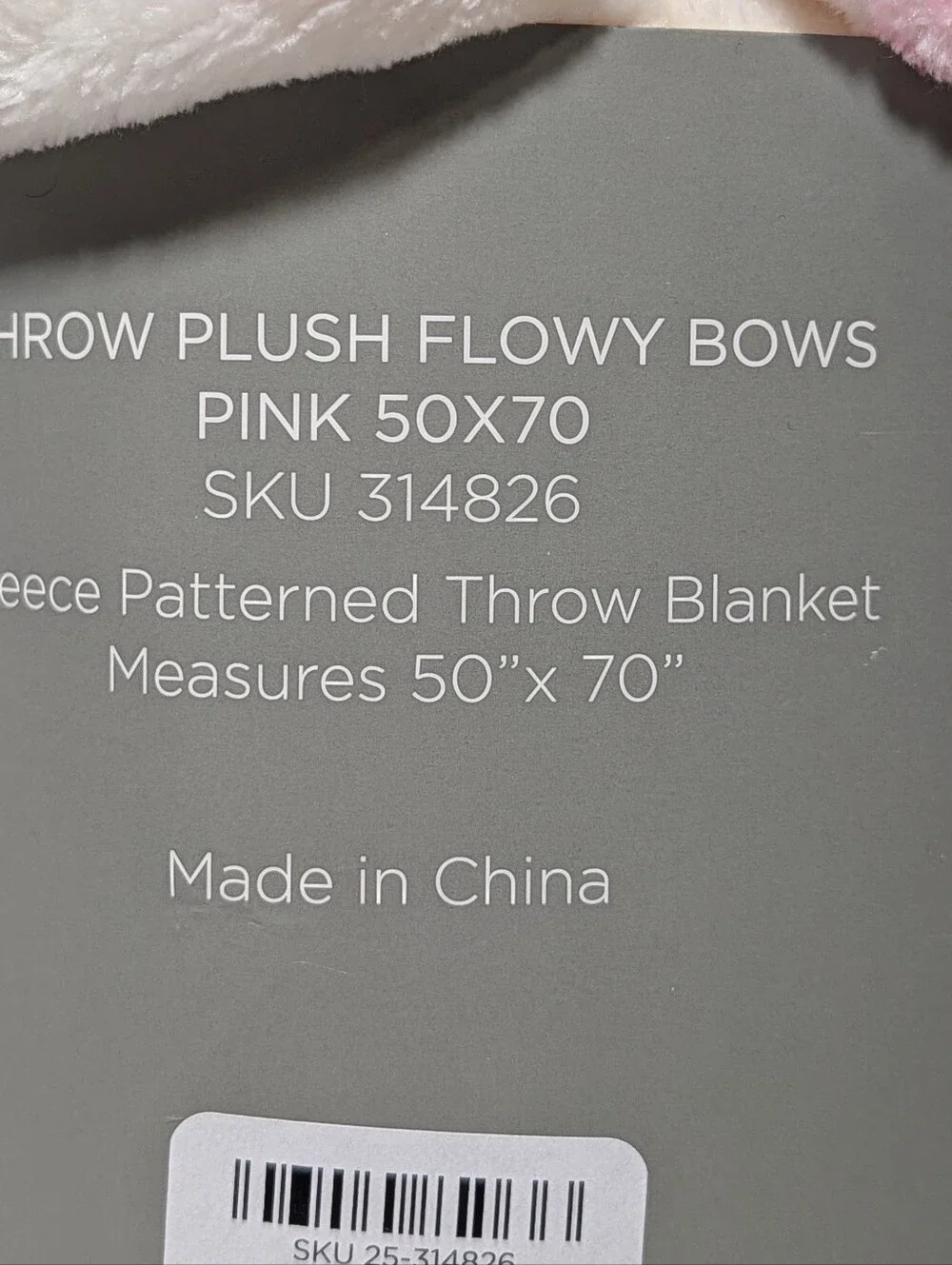 Kirkland’s Home Pink Bow Plush Throw Blanket Coquette